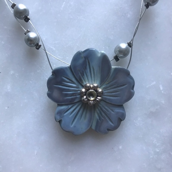 Vintage Blue Hue Pearl Detail Necklace - Picture 3 of 6